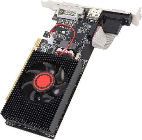 بطاقة رسومات Zopsc 1 جيجا DDR3 64 بت، بطاقة فيديو PCIe 2.0 مع HDMI DVI VGA، رسومات ألعاب بمروحة تبريد واحدة للكمبيوتر المكتبي والكمبيوتر المكتبي in Kuwait