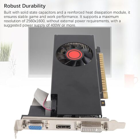 ASHATA Gaming Graphics Card, 4GB DDR5 128Bit PCI Express 2.0 X16 Video Card with DVI VGA HD Multimedia Interface, High Performance GPU for Gaming PC Multimedia Editing in Kuwait