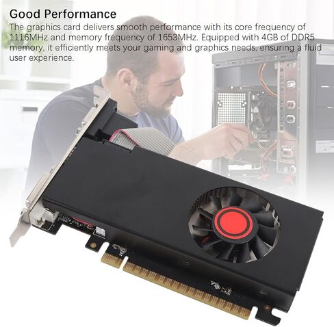 ASHATA Gaming Graphics Card, 4GB DDR5 128Bit PCI Express 2.0 X16 Video Card with DVI VGA HD Multimedia Interface, High Performance GPU for Gaming PC Multimedia Editing in Kuwait