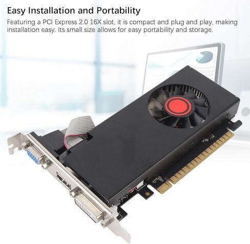 ASHATA Gaming Graphics Card, 4GB DDR5 128Bit PCI Express 2.0 X16 Video Card with DVI VGA HD Multimedia Interface, High Performance GPU for Gaming PC Multimedia Editing in Kuwait