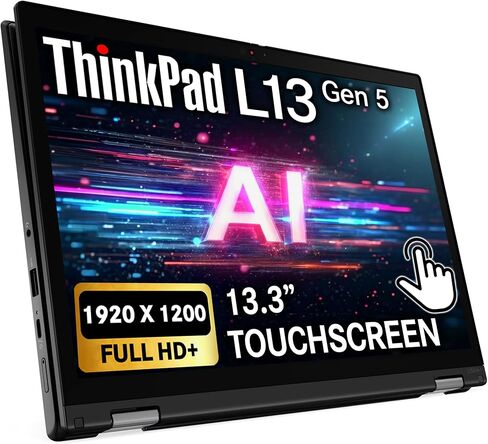 Lenovo ThinkPad L13 Yoga G5 2-in-1 AI Business Laptop 13.3 بوصة FHD + لمس، Intel Ultra 7 165U، ذاكرة وصول عشوائي 32 جيجابايت، 512 جيجابايت SSD PCIe، Wi-Fi 6E، كاميرا ويب عالية الدقة، قارئ بصمات الأصابع، لوحة مفاتيح بإضاءة خلفية، Win 11 Pro in Kuwait