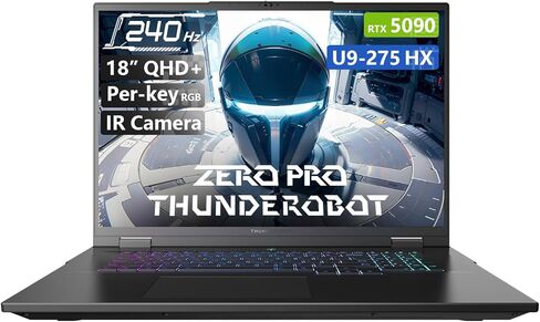 Thunderobot Zero 18 Pro 5090 Gaming Laptop, 18" QHD+ 240Hz 2.5K Hummingbird Display, Core Ultra 9 275HX, GeForce RTX 5090, 32GB DDR5, 1TB SSD, Per-Key RGB, FHD IR Camera, Wi-Fi 6E, Win 11 Home in Kuwait