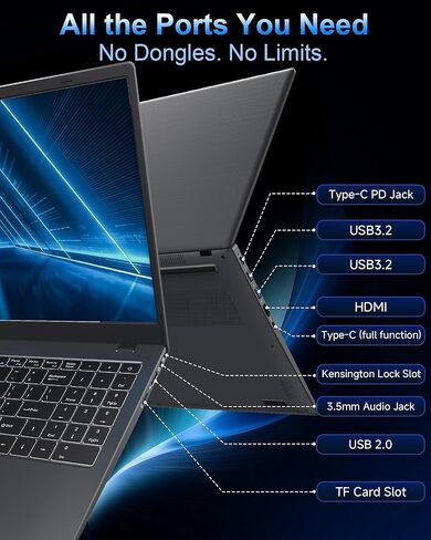 كمبيوتر محمول مقاس 15.6 بوصة، وذاكرة وصول عشوائي LPDDR5 سعة 12 جيجابايت، ومحرك أقراص SSD سعة 256 جيجابايت، وكمبيوتر محمول مزود بمعالج N95 رباعي النواة (Beats N5095,6500Y)، وشاشة FHD IPS، وواي فاي 6، ومنفذ USB C، وبصمة الإصبع، ولوحة مفاتيح بإضاءة خلفية، وأ in Kuwait