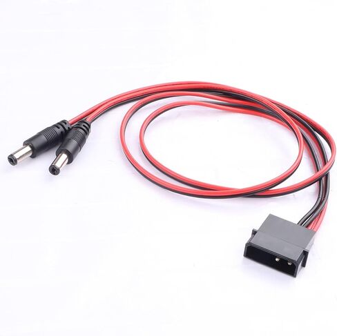 كابل تمديد PC Molex كبير 4 دبابيس أنثى إلى 5 دبابيس ذكر DC 5521 كابل محول 50 سم من النحاس النقي 12 فولت PSU لمراوح العلبة/شرائط LED/مصدر طاقة مضخة المياه in Kuwait