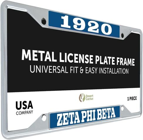 Desert Cactus Zeta Phi Beta Founding Year Crest Car Accessories ZPHI Call Tag Nickname Metal License Plate Frame and Tag Holder for Front or Rear of Vehicle (Founding Year LP Frame) in Saudi Arabia