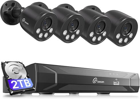 Loocam NVR Security Camera System 8CH 8MP with 2TB HDD, 8pcs 4K POE IP Cameras for Home Security, AI Human/Vehicle Detection, 24/7 Recording POE Camera System, Remote Access, Plug & Play in Saudi Arabia