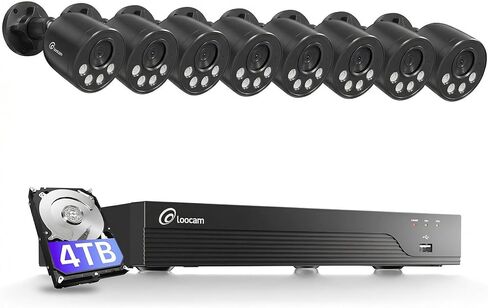 Loocam NVR Security Camera System 8CH 8MP with 2TB HDD, 8pcs 4K POE IP Cameras for Home Security, AI Human/Vehicle Detection, 24/7 Recording POE Camera System, Remote Access, Plug & Play in Saudi Arabia