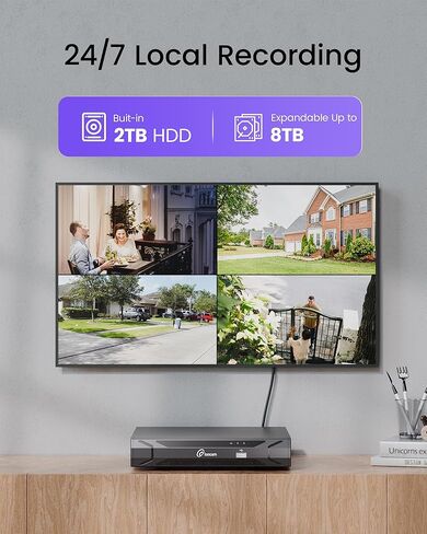Loocam NVR Security Camera System 8CH 8MP with 2TB HDD, 8pcs 4K POE IP Cameras for Home Security, AI Human/Vehicle Detection, 24/7 Recording POE Camera System, Remote Access, Plug & Play in Saudi Arabia