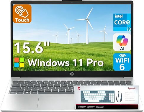 HP 15.6" Touchscreen Laptop for Business & Student 2026, Intel Core i3-1315U (Beat i5-1135G7), Copilot AI, Wi-Fi 6, Bluetooth 5.3, Win 11 Pro with Branded Laptop KB Kit(16GB Ram &512GB SSD) in Kuwait