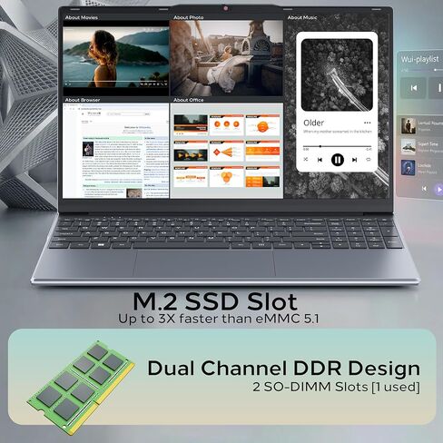 أجهزة الكمبيوتر المحمولة Phatom مقاس 15.6 بوصة FHD، متوافقة مع نظام التشغيل Windows 11، Core M3 (Beats Pentium، Celeron)، مروحة تبريد، ذاكرة الوصول العشوائي 4 جيجابايت، SSD 128 جيجابايت، تدعم ما يصل إلى 2 تيرابايت خارجي، HDMI، للأعمال والطلاب in Kuwait