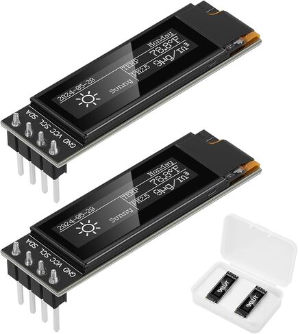 2 قطعة وحدة عرض I2C OLED ملحومة مسبقًا 0.91 بوصة مع حافظة واقية 128 × 32 بكسل SSD1306 سائق DC 3.3V ~ 5V ذاتية الإضاءة لـ Arduino/Raspberry Pi/ESP32 in Kuwait