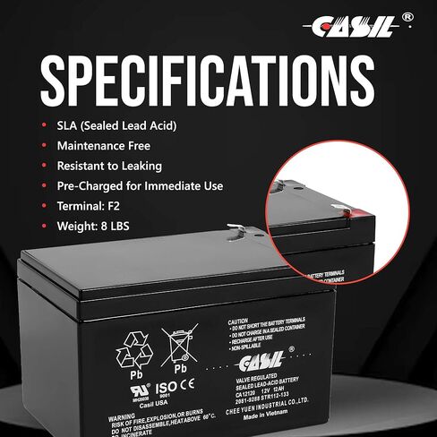 بطارية بديلة Casil 12V 12Ah متوافقة مع Genesis NP12-12T NP 12-12 قطعتان in Kuwait