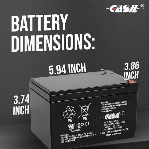 بطارية بديلة Casil 12V 12Ah متوافقة مع Genesis NP12-12T NP 12-12 قطعتان in Kuwait