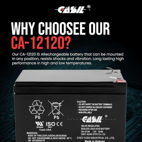 بطارية بديلة Casil 12V 12Ah متوافقة مع Genesis NP12-12T NP 12-12 قطعتان in Kuwait