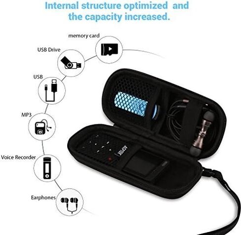 حقيبة حمل AGPTEK، غطاء حماية صلب بسحاب EVA لمسجلات الصوت الرقمية، ومشغلات MP3، وكابل USB، وسماعات Bose QC20، وبطاقات الذاكرة، وقرص U in Kuwait