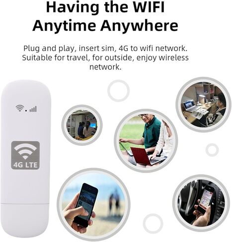 راوتر شبكة 4G، نقطة اتصال متنقلة WiFi 6، راوتر لاسلكي محمول 4G LTE مع واجهة USB وفتحة بطاقة SIM، مثالي للسفر في جميع أنحاء العالم، والخارج، والمكتب والمنزل، حتى 10 أجهزة in Kuwait