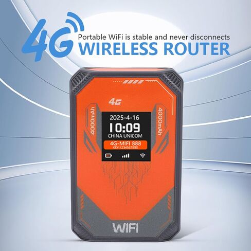 Diyeeni 4G Portable WiFi Hotspot, 300Mbps High Speed Mobile Router with SIM Card Slot and LCD Display, 4000mAh Battery for Travel, Supports 10 Devices, for Home, Gaming in Kuwait