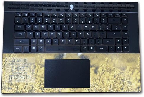 Glossy Glitter Laptop Skin Compatible with Alienware M16 R2 (2024) - Through Christ - Premium 3M Vinyl Protective Wrap Decal Cover - Easy to Apply | Crafted in The USA by MightySkins in Kuwait