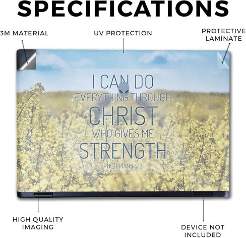 Glossy Glitter Laptop Skin Compatible with Alienware M16 R2 (2024) - Through Christ - Premium 3M Vinyl Protective Wrap Decal Cover - Easy to Apply | Crafted in The USA by MightySkins in Kuwait