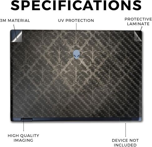 غلاف كمبيوتر محمول من ألياف الكربون متوافق مع Alienware M16 R2 (2024) - أناقة عتيقة - غطاء لاصق واقٍ من الفينيل 3M ممتاز - سهل التطبيق | صُنع في الولايات المتحدة الأمريكية بواسطة MightySkins in Kuwait