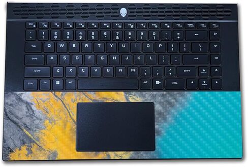 غلاف كمبيوتر محمول من ألياف الكربون متوافق مع Alienware M16 R2 (2024) - انسكاب أصفر - غطاء لاصق واقٍ من الفينيل 3M ممتاز - سهل التطبيق | صُنع في الولايات المتحدة الأمريكية بواسطة MightySkins in Kuwait