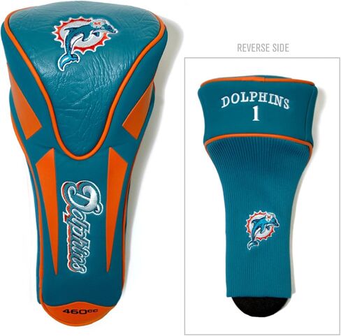 غطاء رأس هجين لفريق الجولف NFL Miami Dolphins، غطاء رأس نادي الجولف الهجين، إغلاق بخطاف وحلقة، مبطن بالقطيفة لحماية إضافية للنادي in Saudi Arabia