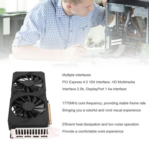 GDDR6 8GB Graphics Card 256bit PCI Express 4.0 Video Card with 1770MHz Boost Clock 3X DisplayPort for Gaming Desktop Computer 1440p Gaming and Video Editing in Kuwait