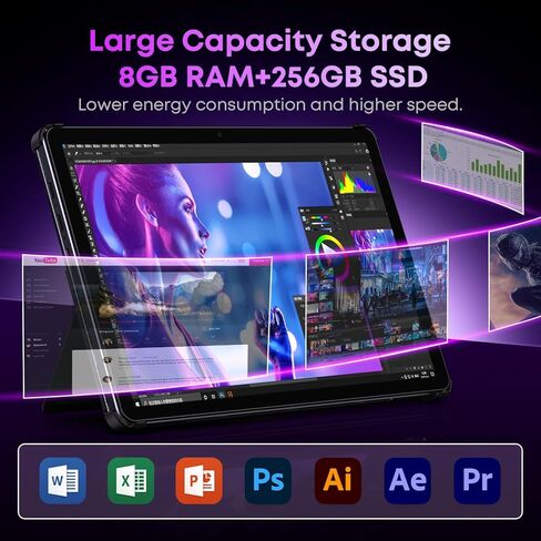 CHUWI 2 in 1 Laptop Tablet, 8GB RAM 256GB SSD, Intel Core i3 (3.9GHz) | Hi10 X2 Tablet with Magnetic Keyboard, 10.1'' HD Touchscreen Display, 5MP Camera, WiFi6, BT 5.3 in Saudi Arabia