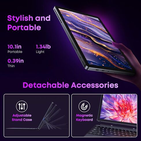 CHUWI 2 in 1 Laptop Tablet, 8GB RAM 256GB SSD, Intel Core i3 (3.9GHz) | Hi10 X2 Tablet with Magnetic Keyboard, 10.1'' HD Touchscreen Display, 5MP Camera, WiFi6, BT 5.3 in Saudi Arabia