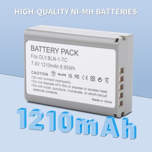2-Pack BLN-1D Battery Replacement for Olympus BLN-1 BLN1 Battery, BCN-1 BCN1 Charger, M-D E-M1, OM-D E-M5, OM-D E-M5 Mark II, Pen E-P5, Pen-F Camera 1210mAh in Kuwait