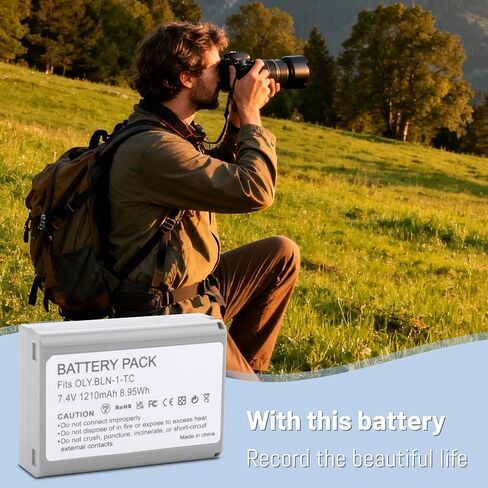 2-Pack BLN-1D Battery Replacement for Olympus BLN-1 BLN1 Battery, BCN-1 BCN1 Charger, M-D E-M1, OM-D E-M5, OM-D E-M5 Mark II, Pen E-P5, Pen-F Camera 1210mAh in Kuwait