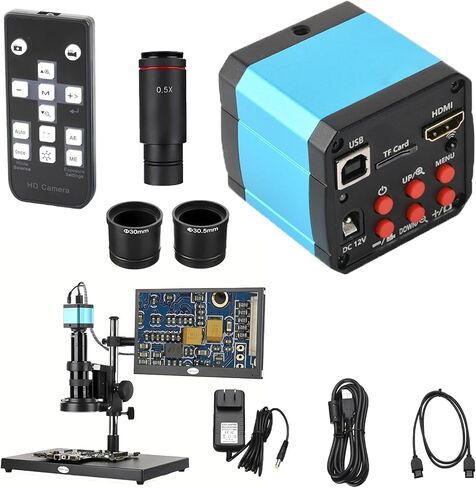 كاميرا مجهرية وكاميرا مجهرية USB بدقة 21 ميجابكسل و60 إطارًا في الثانية مع كابل HDMI ومجهر USB لحام ثنائي الفينيل متعدد الكلور والعمل الإلكتروني والفحص الصناعي in Kuwait