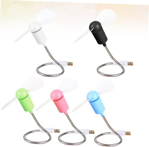 SHOWERORO USB Mini Fans Set 5pcs Flexible Quiet Small USB Computer Fans 14cm with Clip for Desktop Laptop Office Use Portable Air Circulation Random Color in Kuwait