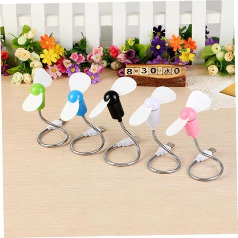 SHOWERORO USB Mini Fans Set 5pcs Flexible Quiet Small USB Computer Fans 14cm with Clip for Desktop Laptop Office Use Portable Air Circulation Random Color in Kuwait