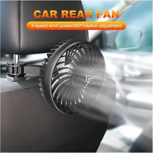 USB Powered Car Cooling Fan 3 Speeds Car Seat Headrest Fan Cooling Backseat Fan for Sedan SUV Truck Van in Kuwait