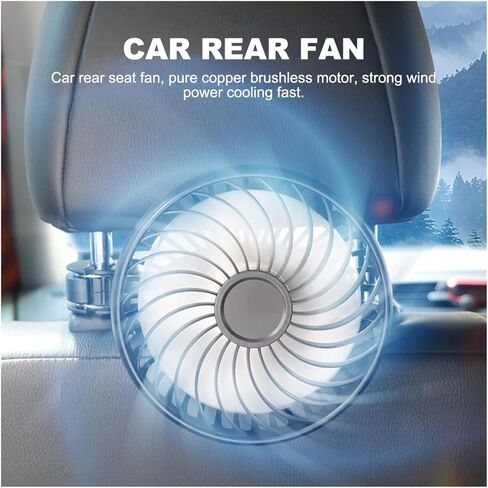 USB Powered Car Cooling Fan 3 Speeds Car Seat Headrest Fan Cooling Backseat Fan for Sedan SUV Truck Van in Kuwait