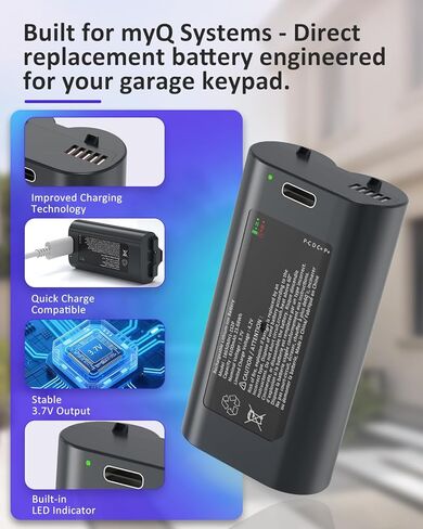 Replacement Battery for myQ with Dual-Port Charging Station for myQ Smart Garage Video Keypad – Charger Kit Only Compatible with myQ Video Keypad in Kuwait