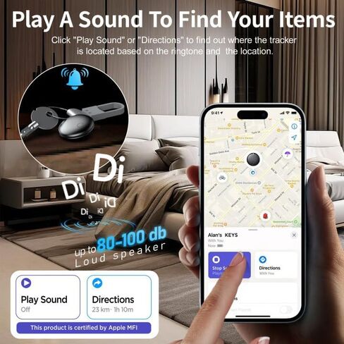 2026 علامات تعقب الهواء - 4 حزم جهاز تعقب بلوتوث لـ Apple Find My app (iOS فقط) الباحث عن المفاتيح، العلامة الذكية، محدد موقع العناصر للأمتعة، حقيبة الظهر، حقائب السفر، بطارية قابلة للاستبدال (أسود، 4 عبوات) in Kuwait