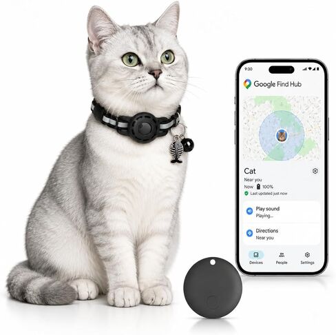 طوق GPS للقطط (Android فقط) العلامة الذكية، جهاز تعقب الحيوانات الأليفة، مقاوم للماء متوافق مع Google Find My، بدون رسوم شهرية، حل تتبع متقدم، طوق ذكي لسلامة الحيوانات الأليفة، مثالي للقطط الصغيرة والكبيرة in Kuwait