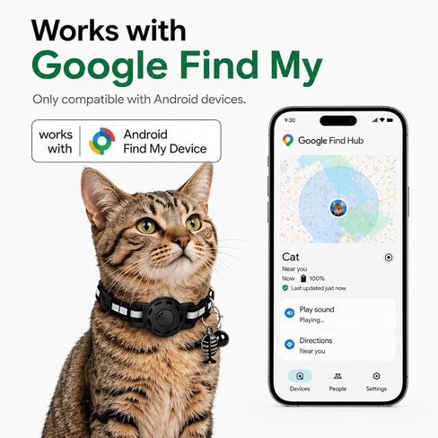 طوق GPS للقطط (Android فقط) العلامة الذكية، جهاز تعقب الحيوانات الأليفة، مقاوم للماء متوافق مع Google Find My، بدون رسوم شهرية، حل تتبع متقدم، طوق ذكي لسلامة الحيوانات الأليفة، مثالي للقطط الصغيرة والكبيرة in Kuwait