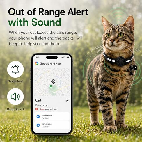 طوق GPS للقطط (Android فقط) العلامة الذكية، جهاز تعقب الحيوانات الأليفة، مقاوم للماء متوافق مع Google Find My، بدون رسوم شهرية، حل تتبع متقدم، طوق ذكي لسلامة الحيوانات الأليفة، مثالي للقطط الصغيرة والكبيرة in Kuwait