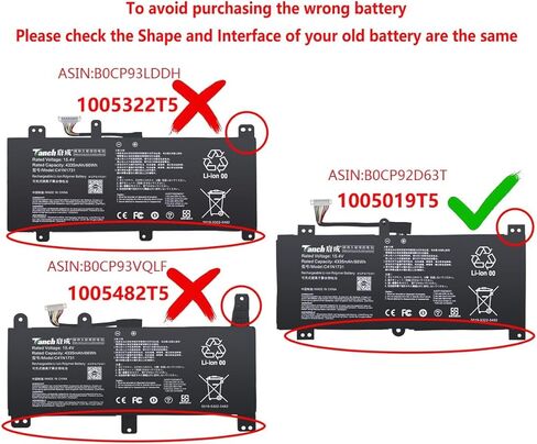 Genuine Laptop BatteryC41N1731 0B200-03400200 02940000 02990000 4ICP5/70/81 C41PNJ5 CA436981G Replacement forAsus ROG StrixScar II GL504GM-ES182T GL504GW-DS74 GL504GV GL704GM G531GW GU GV G731GW GV GU in Kuwait