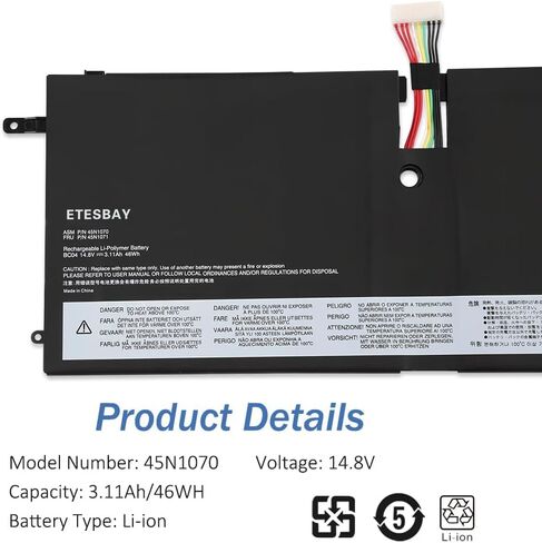 45N1070 Replacement Battery Compatible with Lenovo ThinkPad X1 Carbon 3443 3444 3448 3460 4ICP4/56/128 45N1071 14.8V 3110mAh/46Wh in Kuwait