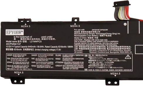 L21M4PC5 Laptop Battery 99.9Wh Compatible with Lenovo Legion 7 16ARHA7 82UH / Legion 7 16IAX7 82TD Series SB11F54008 5B11F54006 5B11N51742 L21C4PC2 SB11F54009 5B11F53998 5B11N51743 L21D4PC2 in Kuwait