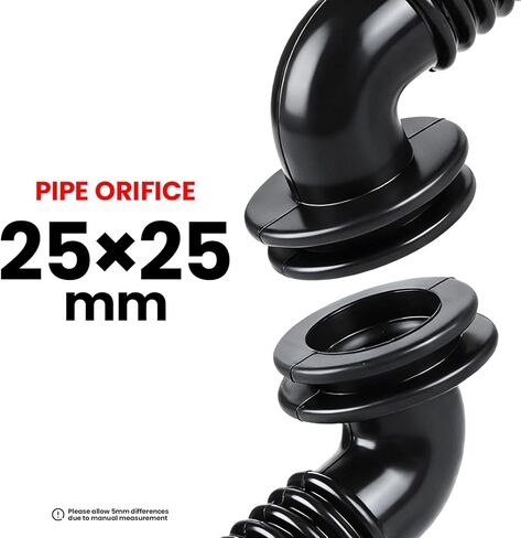 Car Wire Harness Door Tube, Black Rubber, Dust-Proof, Corrugated Flexible Protective Sleeve, 25mm x 25mm, 2 Pieces in Kuwait