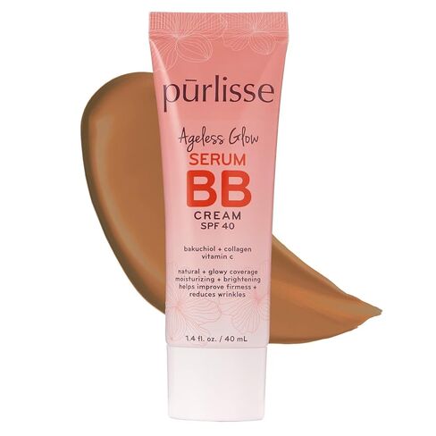 pūrlisse Ageless Glow Serum BB Cream SPF 40 : Clean & Cruelty-Free, Full & Flawless Coverage, Hydrates with Collagen | Deep 1.4oz in Kuwait