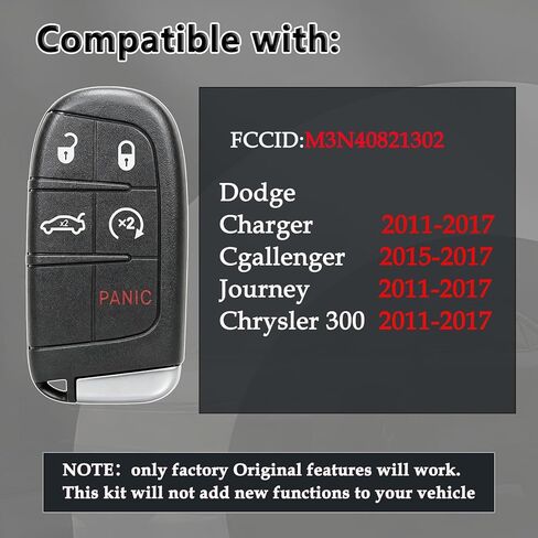 DIY Smart Key Fob Kit Replacement for Chrysler 300 Dodge Charger Journey 2011 2012 2013 2014 2015 2016 2017 Dodge Challenger 2015-2017 Keyless Entry M3N40821302 Simple Key OBD Tool for At Home in Kuwait