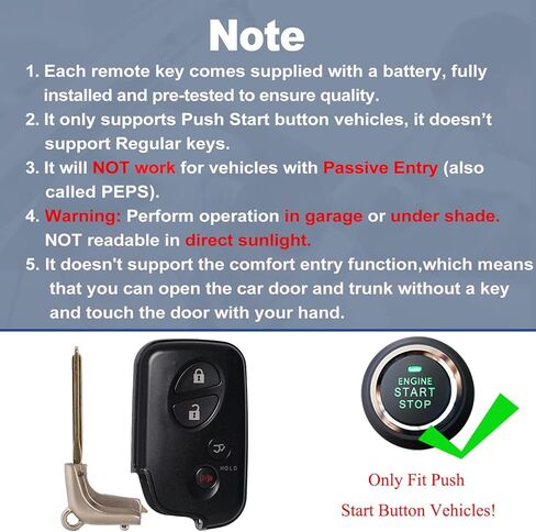 DIY Key Fob Replacement Kit Fits for Lexus RX350 RX450H CT200H GX460 LX570 2010-2015 Keyless Entry Remote Control FCC ID:HYQ14ACX 271451-5290 GNE Board 4-Button in Kuwait