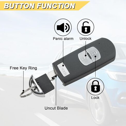 استبدال Vurkcy Key Fob لـ 2012-2019 Mazda CX5 (w/o Hatch)/ 16-20 CX3/ 14-18 Mazda 3 جهاز التحكم عن بعد للدخول بدون مفتاح للسيارة، WAZSKE13D01، 3 أزرار in Kuwait