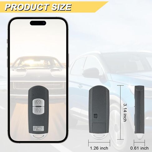 استبدال Vurkcy Key Fob لـ 2012-2019 Mazda CX5 (w/o Hatch)/ 16-20 CX3/ 14-18 Mazda 3 جهاز التحكم عن بعد للدخول بدون مفتاح للسيارة، WAZSKE13D01، 3 أزرار in Kuwait
